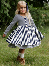 Prim Dress - Navy Stripes